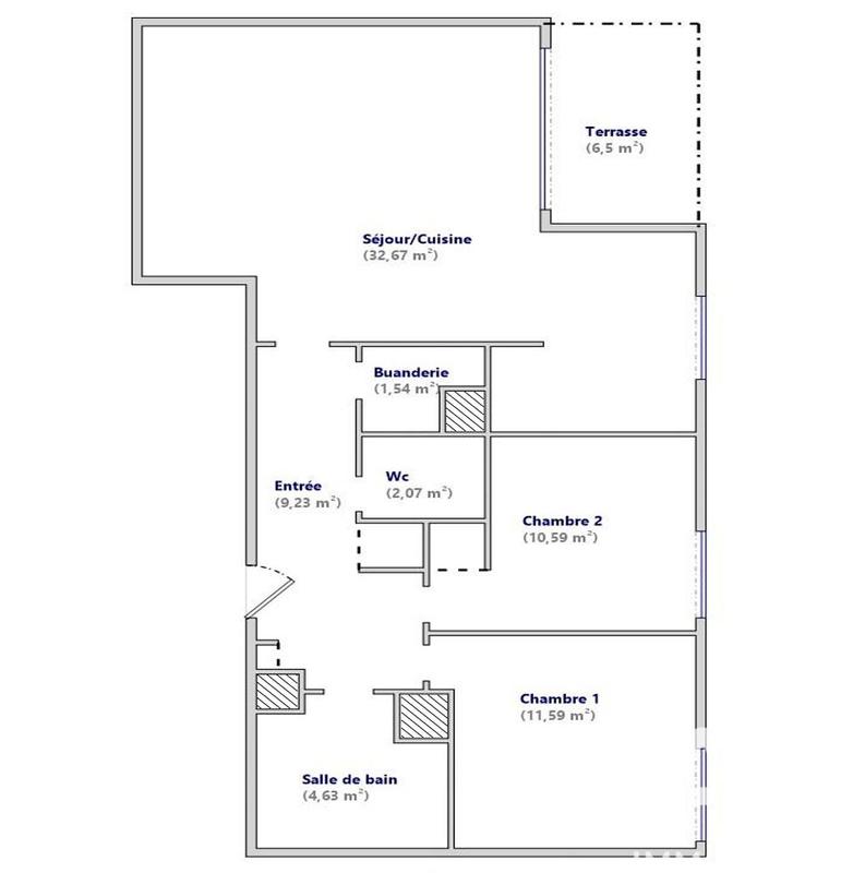 Appartement - 72 m² - 3 pièces