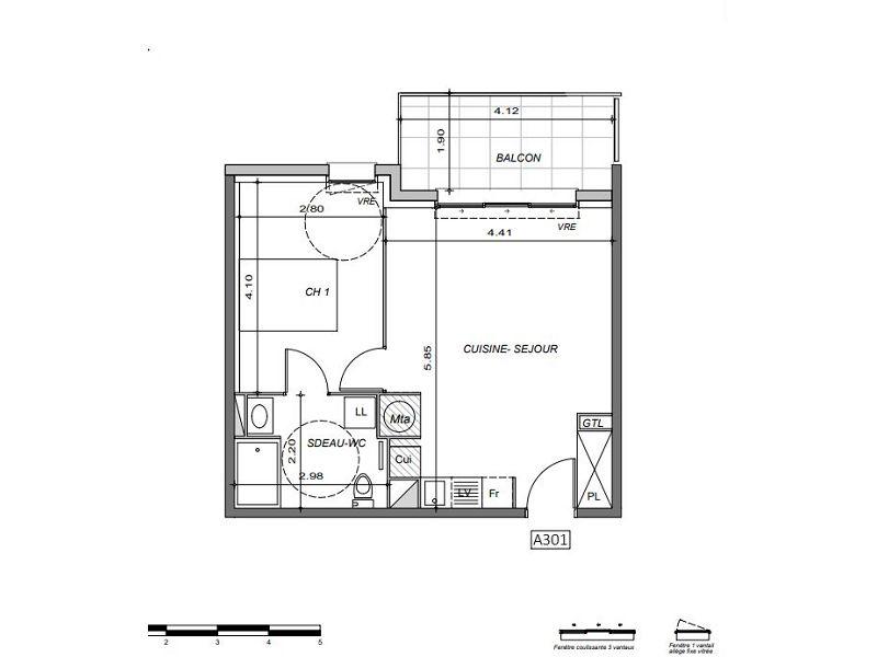 Appartement - 43 m² - 2 pièces