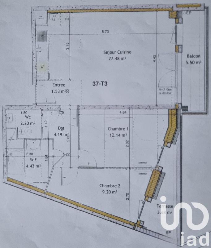 Appartement - 61 m² - 3 pièces