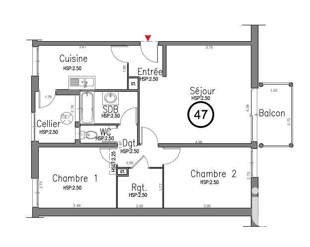 Appartement - 66 m² - 3 pièces