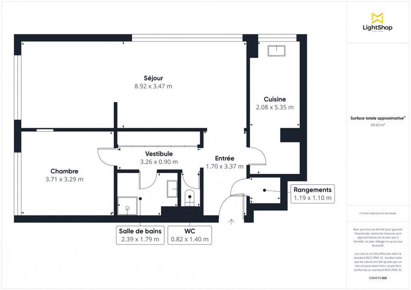 Appartement - 70 m² - 3 pièces