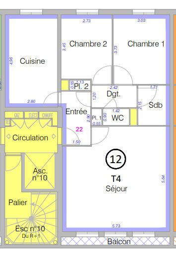 Appartement - 79 m² - 4 pièces