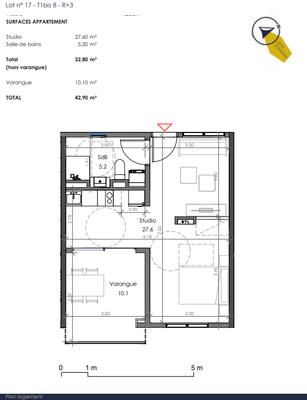 Appartement - 28 m² - 1 pièce