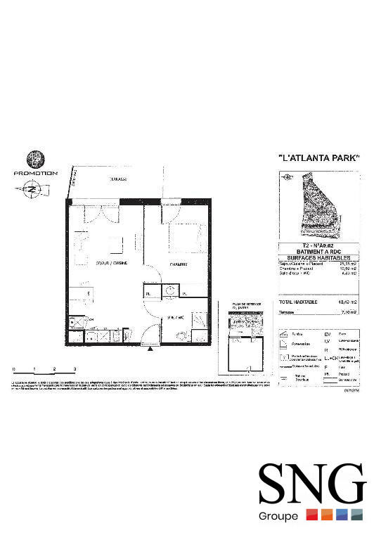Appartement - 43 m² - 2 pièces