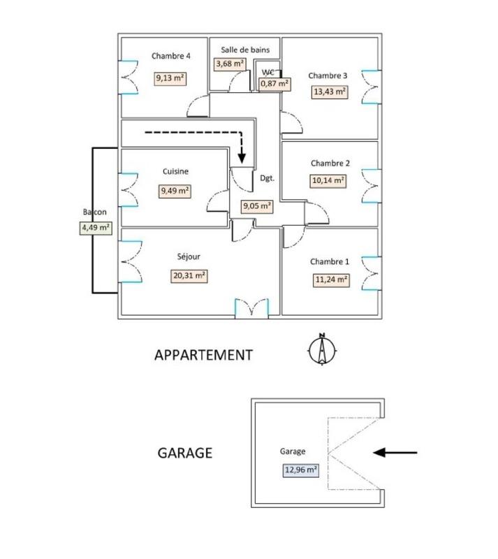 Appartement - 87 m² - 5 pièces