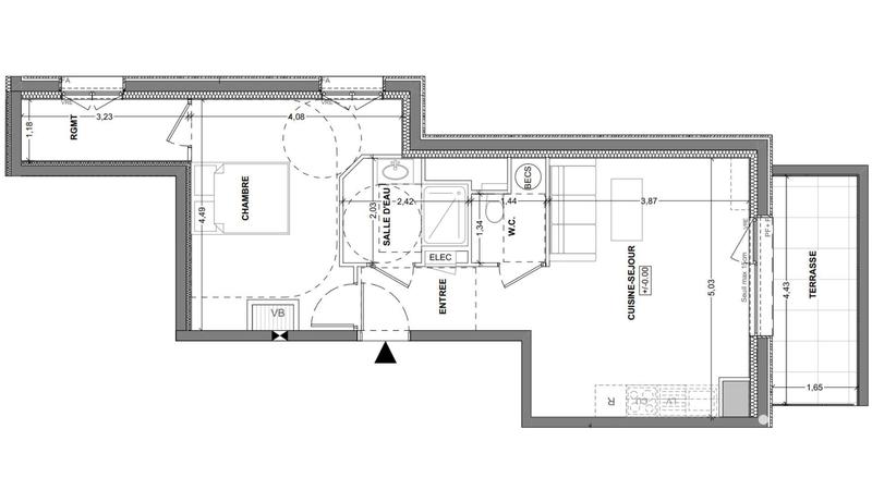 Appartement - 49 m² - 2 pièces