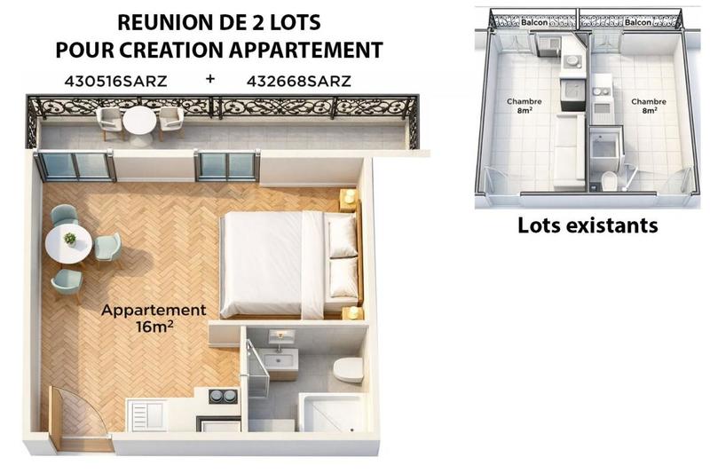 Appartement - 8 m² - 1 pièce