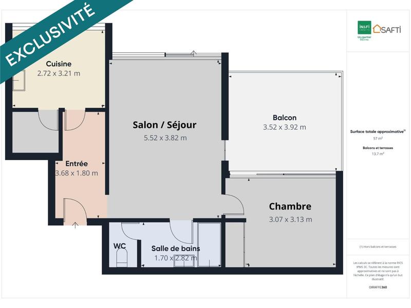 Appartement - 54 m² - 2 pièces