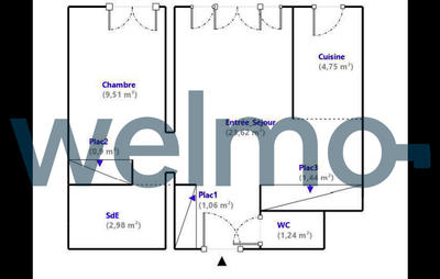 Appartement - 46 m² - 2 pièces