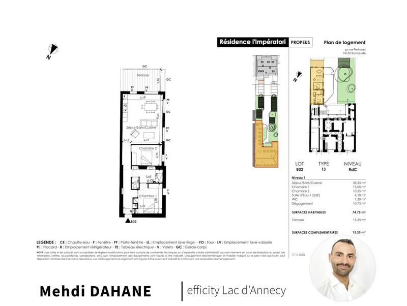 Appartement - 75 m² - 3 pièces
