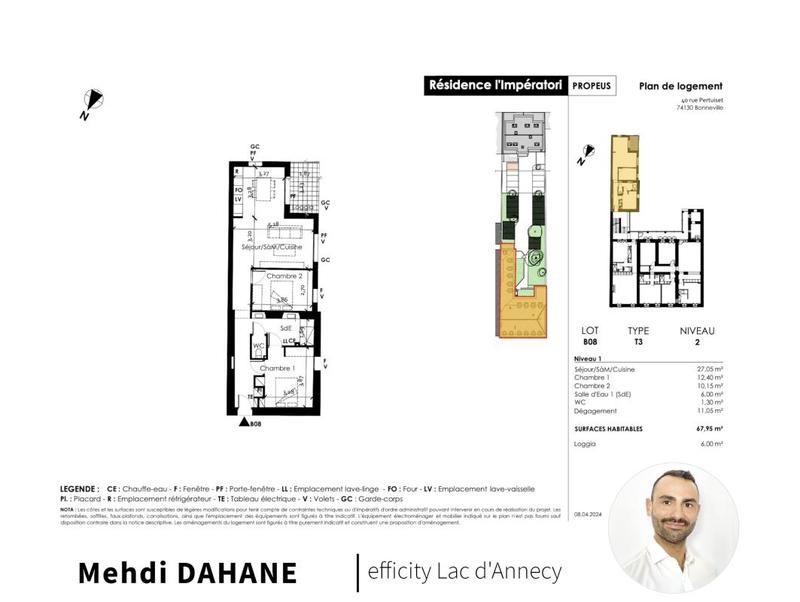 Appartement - 68 m² - 3 pièces