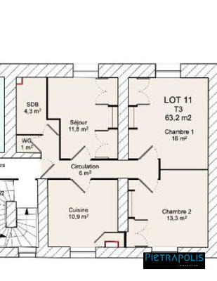 Appartement - 68 m² - 3 pièces