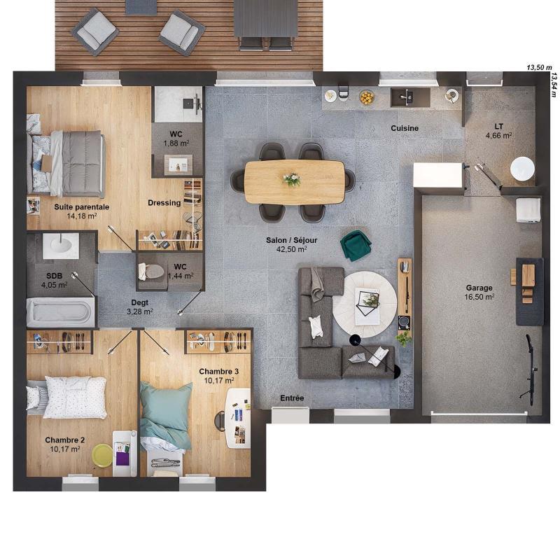 Maison - 93 m² - 5 pièces