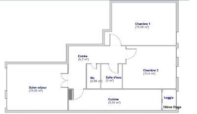 Appartement - 60 m² - 3 pièces