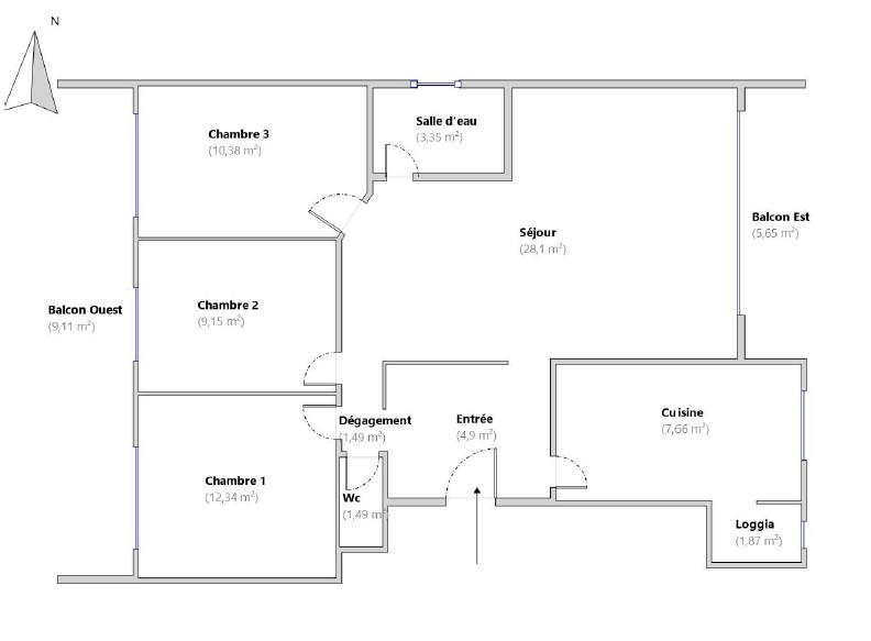 Appartement - 80 m² - 4 pièces