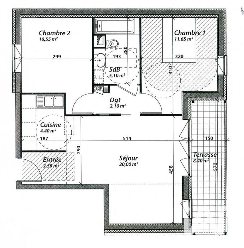 Appartement - 57 m² - 3 pièces