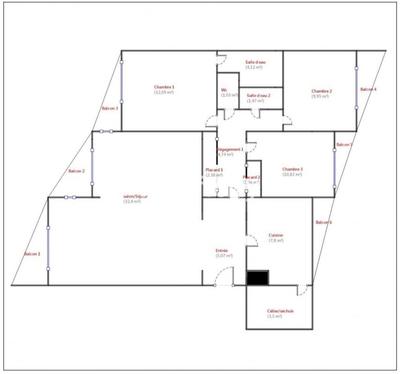 Appartement - 94 m² - 4 pièces