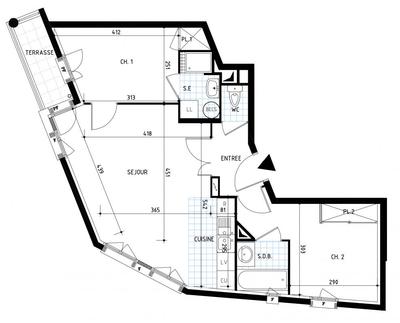 Appartement - 56 m² - 3 pièces