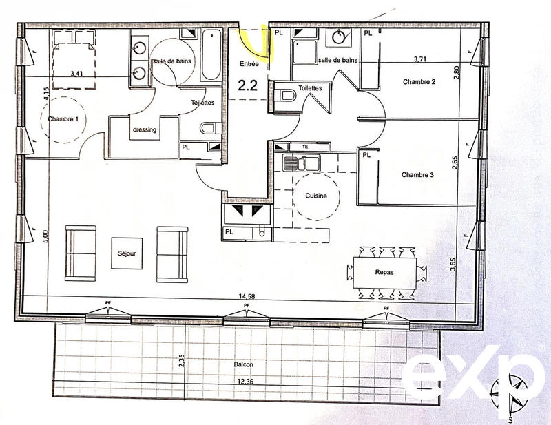 Appartement - 125 m² - 5 pièces