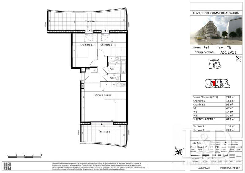 Appartement - 75 m² - 3 pièces
