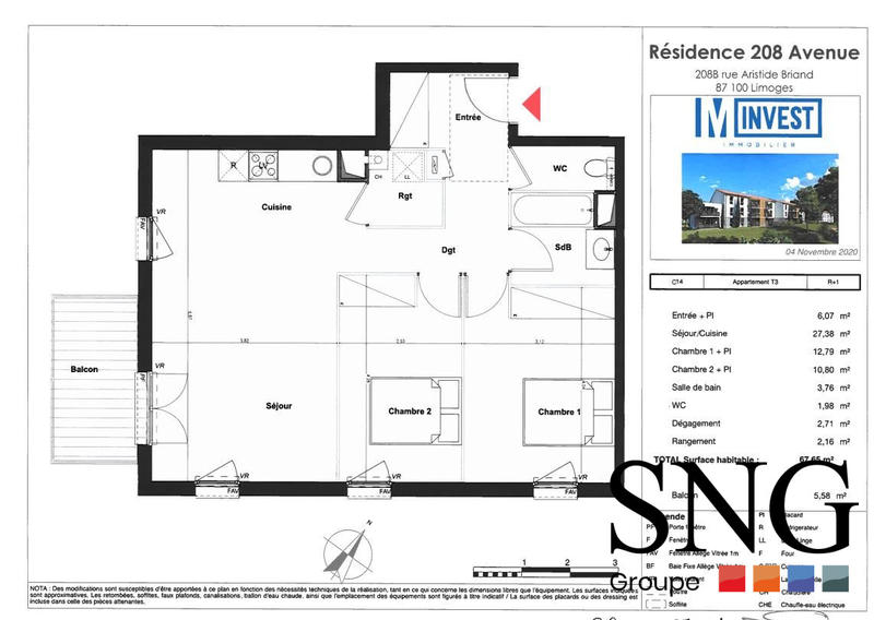 Appartement - 68 m² - 3 pièces