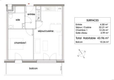 Appartement - 44 m² - 2 pièces