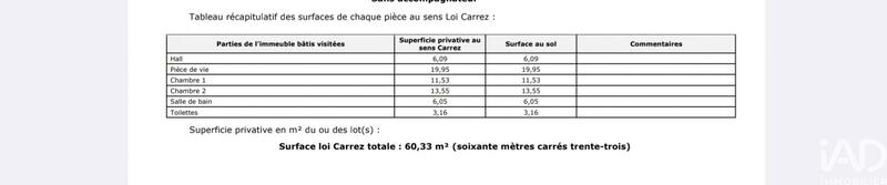 Appartement - 60 m² - 3 pièces