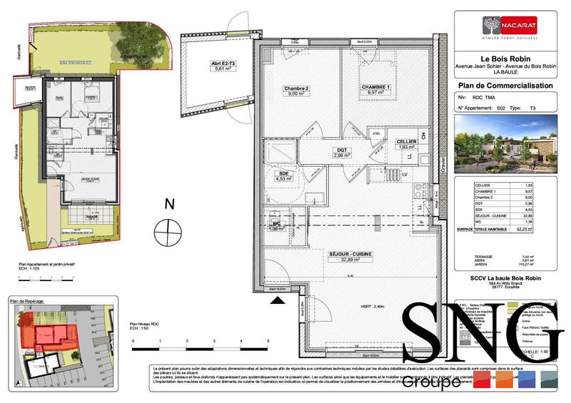 Appartement - 62 m² - 3 pièces