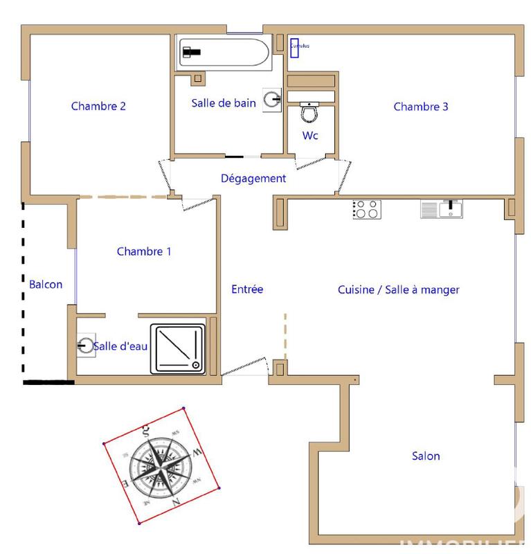 Appartement - 70 m² - 3 pièces