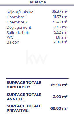 Appartement - 66 m² - 3 pièces