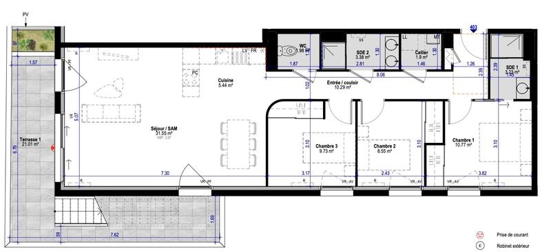 Appartement - 87 m² - 4 pièces