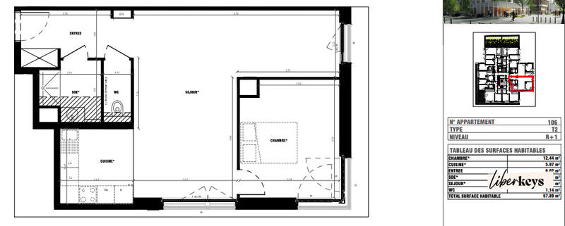 Appartement - 58 m² - 2 pièces