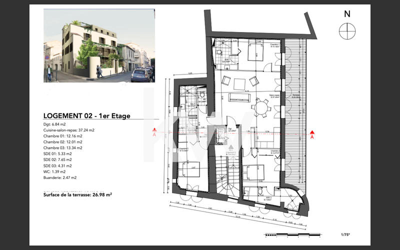 Appartement - 102 m² - 4 pièces