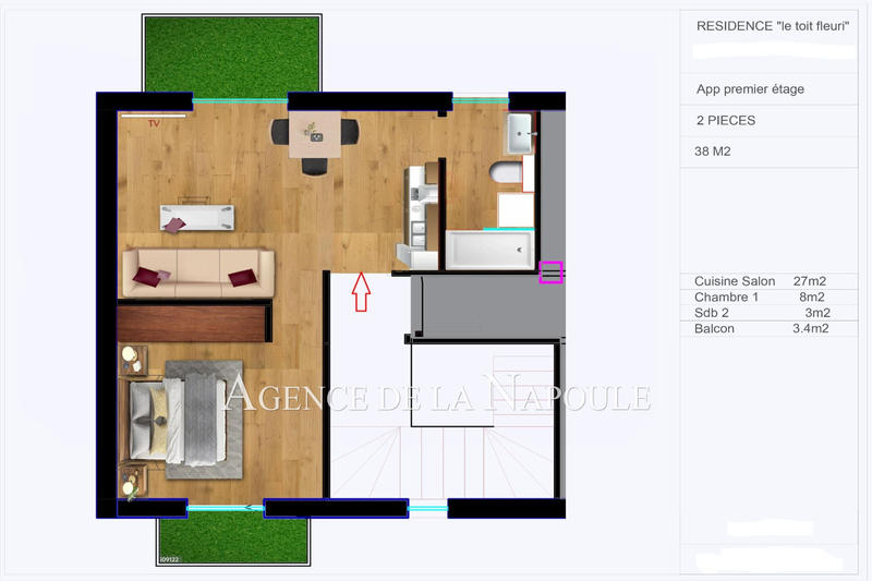 Appartement - 30 m² - 2 pièces