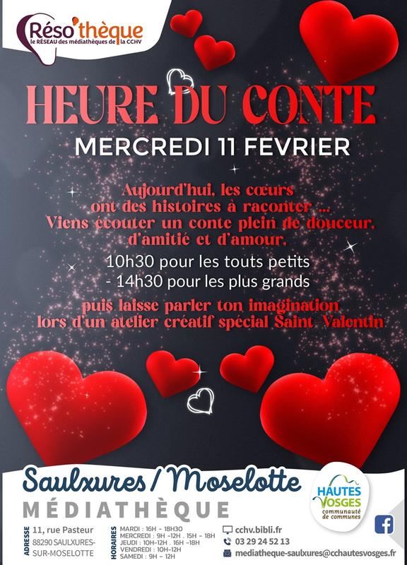 L'heure du conte et atelier spécial Saint-Valentin