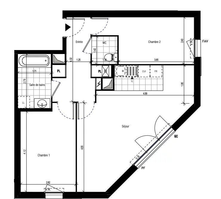 Appartement - 62 m² - 3 pièces