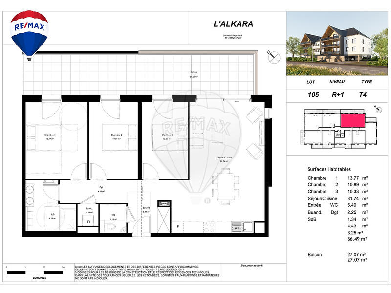 Appartement - 86 m² - 4 pièces