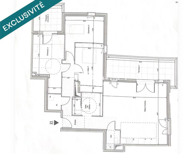 Appartement - 95 m² - 4 pièces