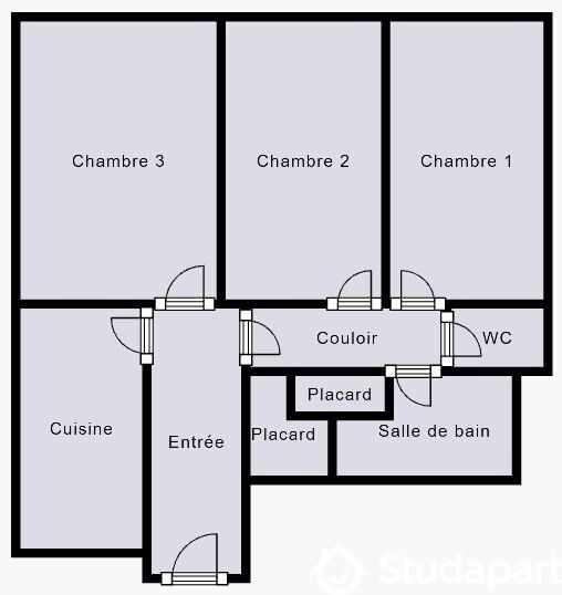 Chambre - 12 m² - 1 pièce