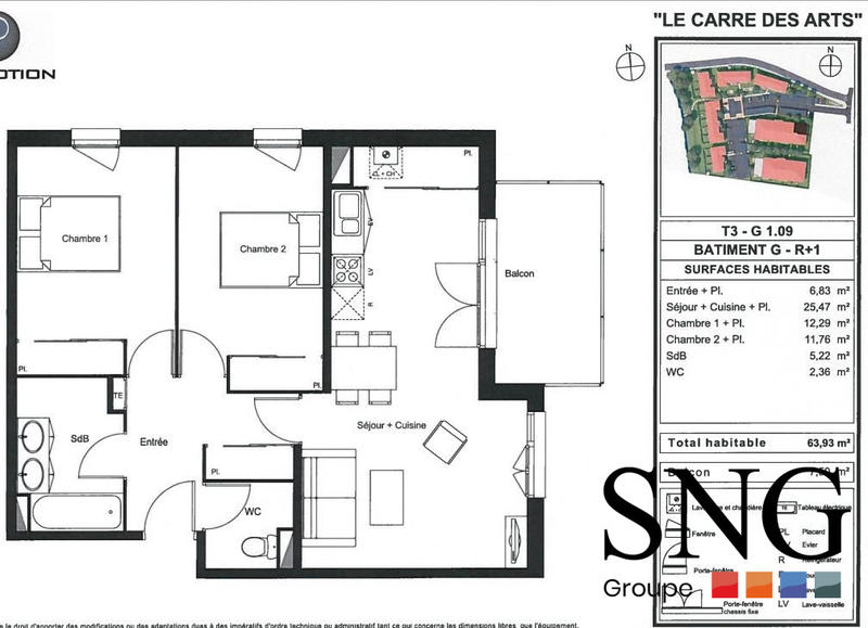 Appartement - 63 m² - 3 pièces