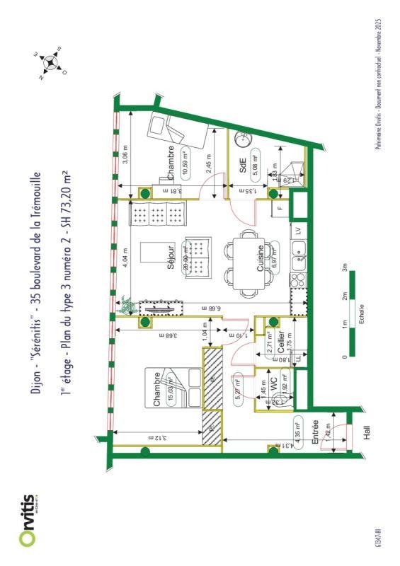 Appartement - 73 m² - 3 pièces