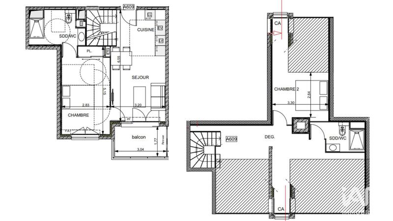 Duplex - 73 m² - 3 pièces