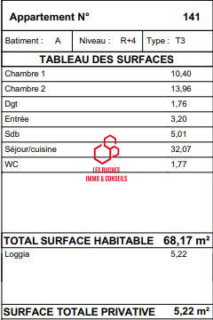 Appartement - 68 m² - 3 pièces