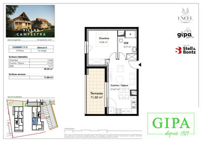Appartement - 40 m² - 2 pièces