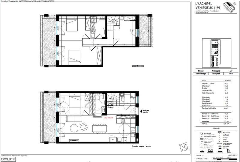 Appartement - 126 m² - 5 pièces