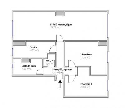 Appartement - 64 m² - 3 pièces