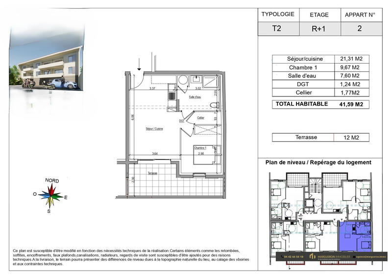Appartement - 42 m² - 2 pièces