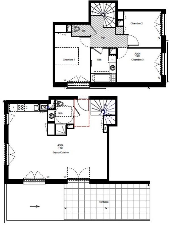Duplex - 90 m² - 4 pièces