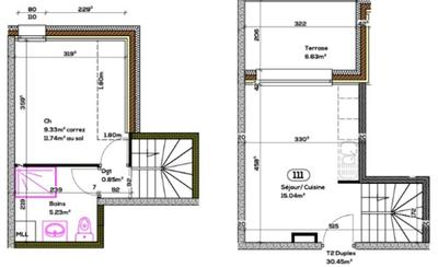 Appartement - 40 m² - 2 pièces