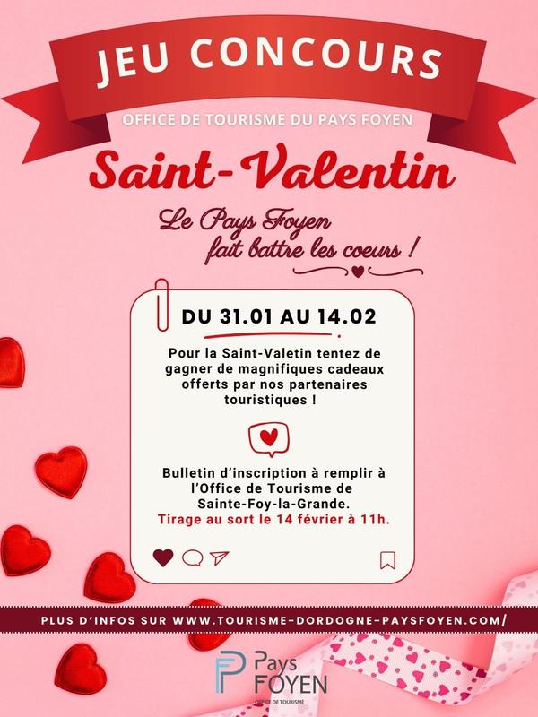 Jeu concours Saint-Valentin par l'Office de Tourisme du Pays Foyen : le Pays Foyen fait battre les coeurs!